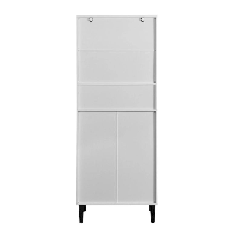 Tall Freestanding Storage Cabinet with Glass Doors Drawers and Anti-tip Device 63 in.
