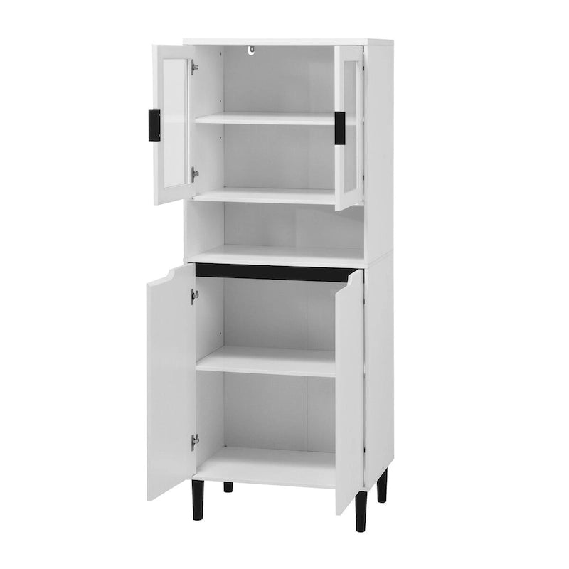 Tall Freestanding Storage Cabinet with Glass Doors Drawers and Anti-tip Device 63 in.