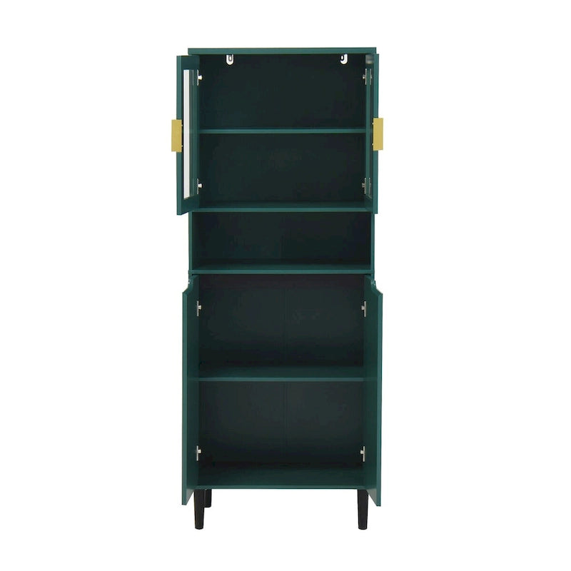Tall Freestanding Storage Cabinet with Glass Doors Drawers and Anti-tip Device 63 in.